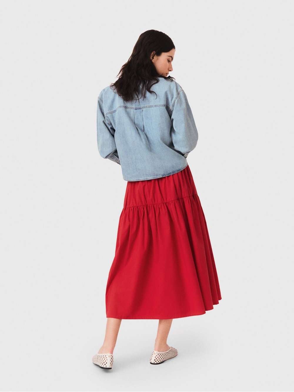 MAJE Long Gathered Skirt | FR 38 | US 6 - Picture 5 of 16